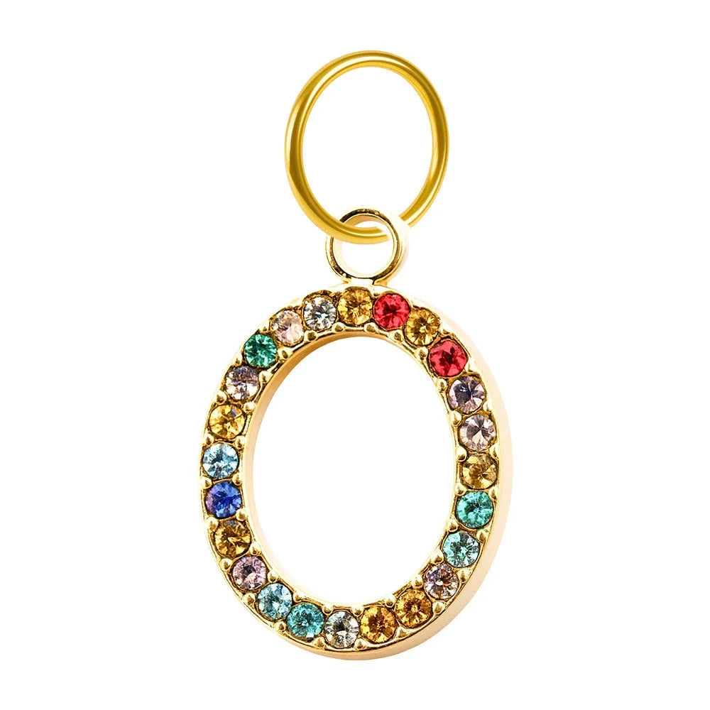 Charm Colgante con Letra Inicial y Circonita - Letra O - SKU 24012