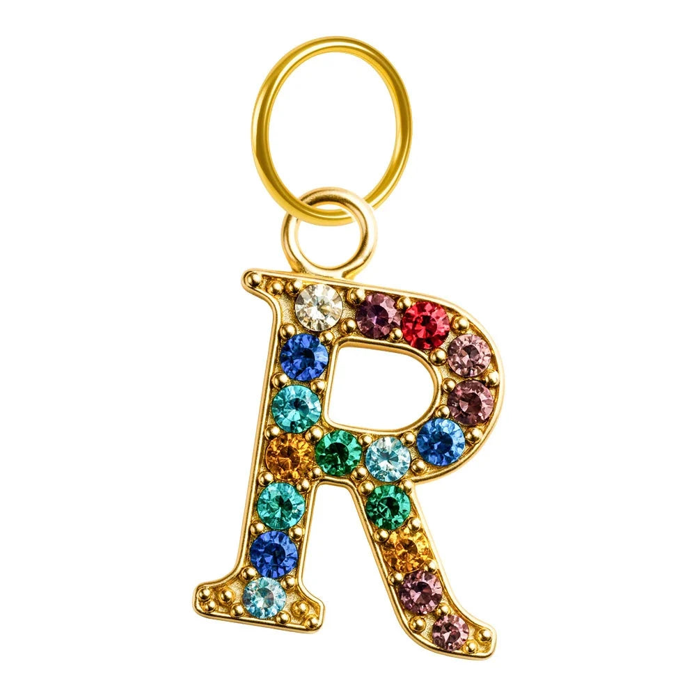 Charm Colgante con Letra Inicial y Circonita - Letra R - SKU 24014