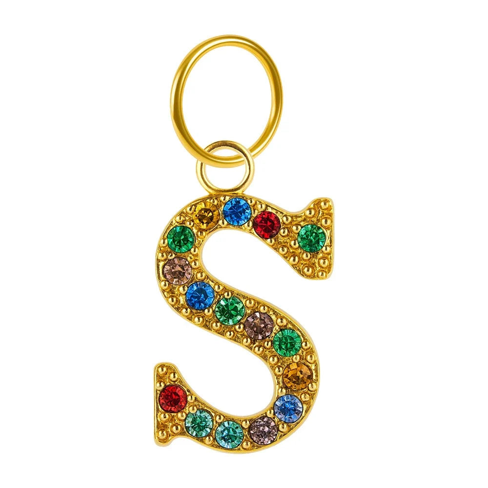 Charm Colgante con Letra Inicial y Circonita - Letra S - SKU 24015