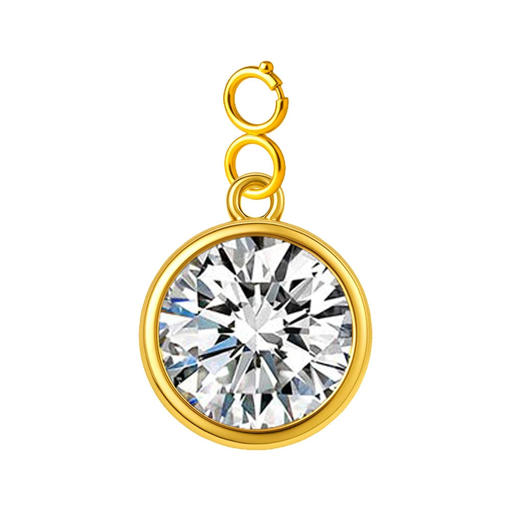 Charm Acero Dorado Piedra de Nacimiento Abril con Cierre