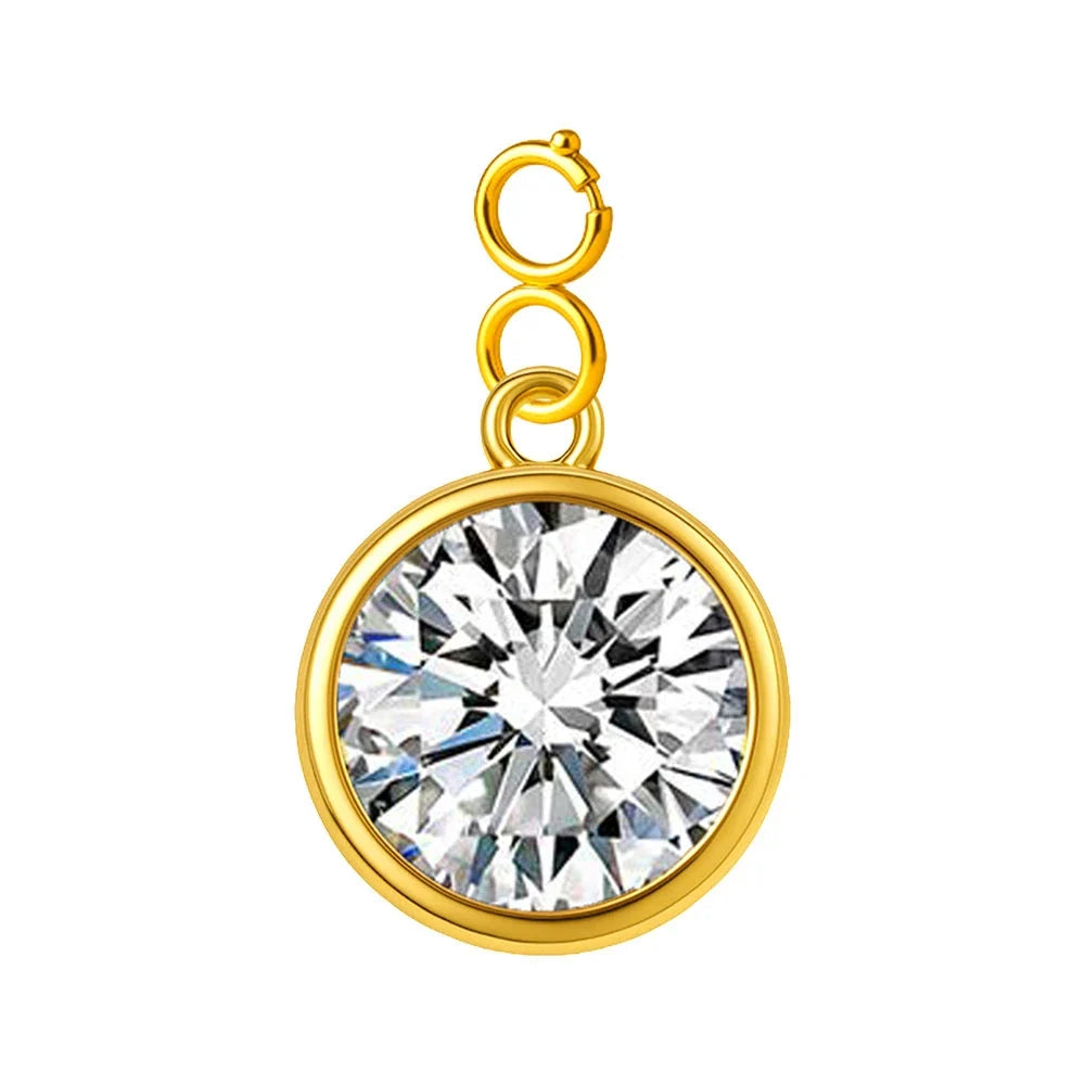 Charm Piedra de Nacimiento en Acero Dorado con Cierre - Mes Abril - SKU 224044