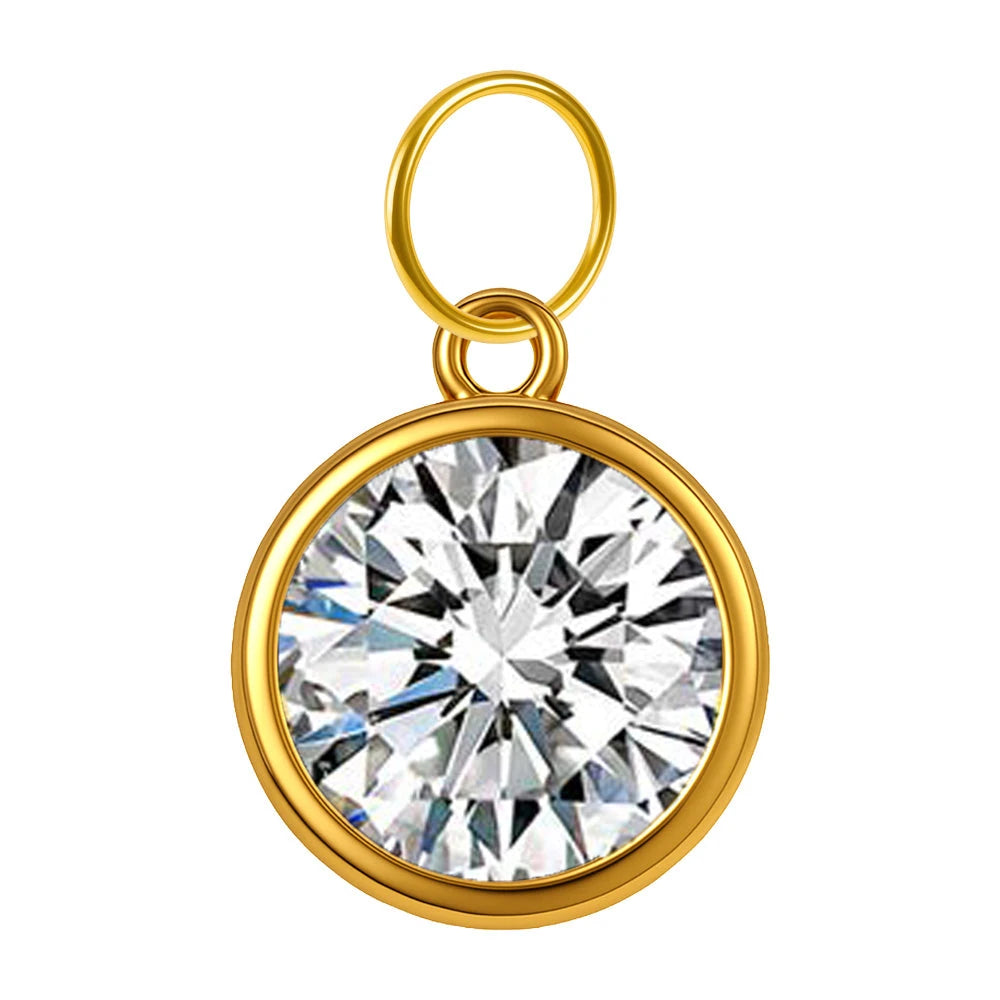 Charm Acero Dorado Piedra de Nacimiento Abril Colgante