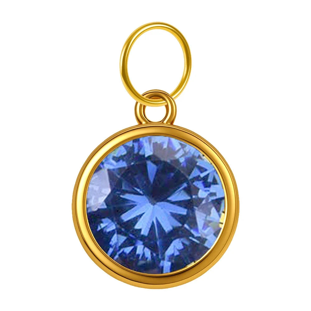 Charm Colgante Piedra de Nacimiento en Acero Dorado - Mes Diciembre - SKU 24052