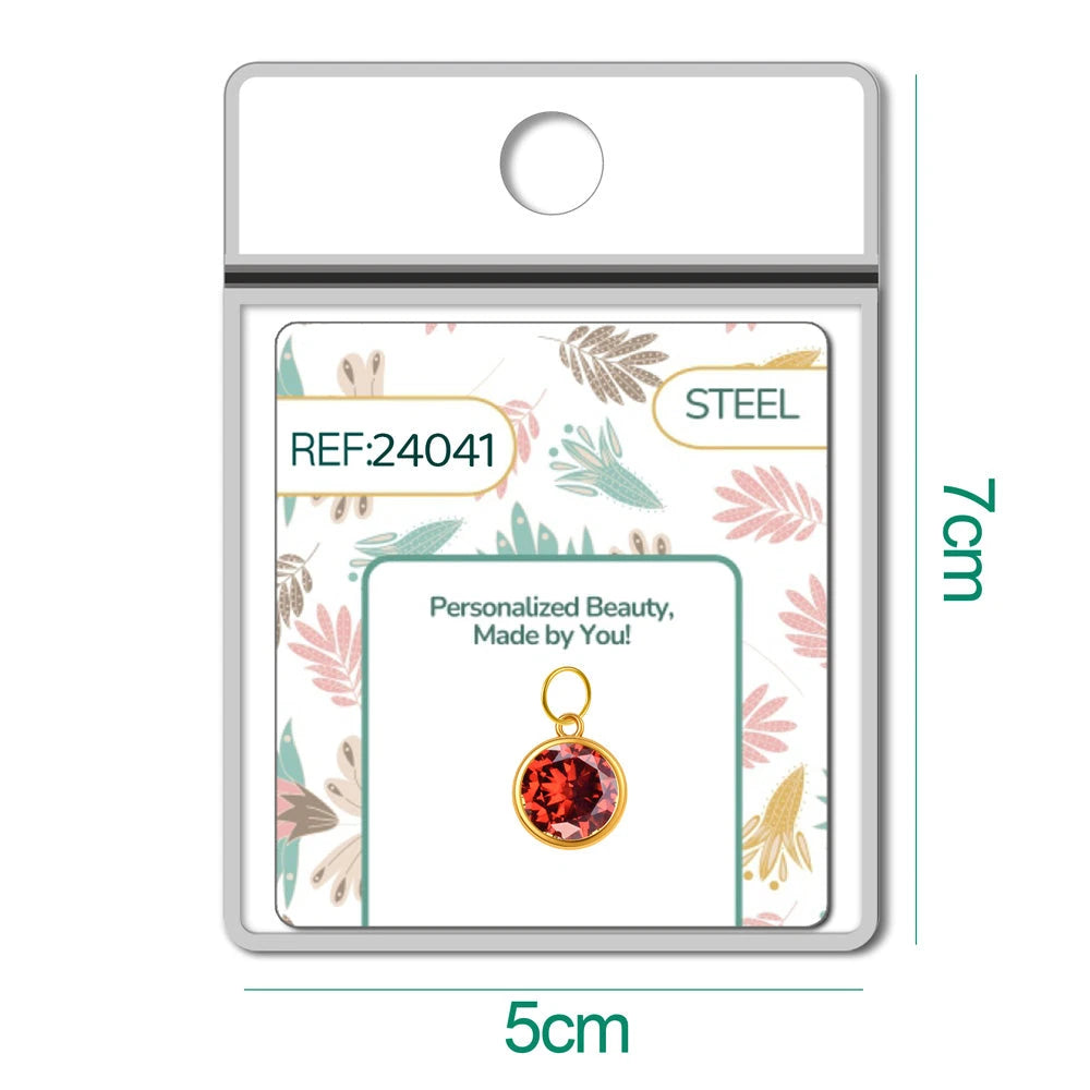 Charm Acero Dorado Piedra de Nacimiento Enero Colgante detalle