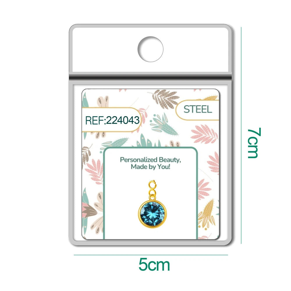 Charm Acero Dorado Piedra de Nacimiento Marzo con Cierre detalle
