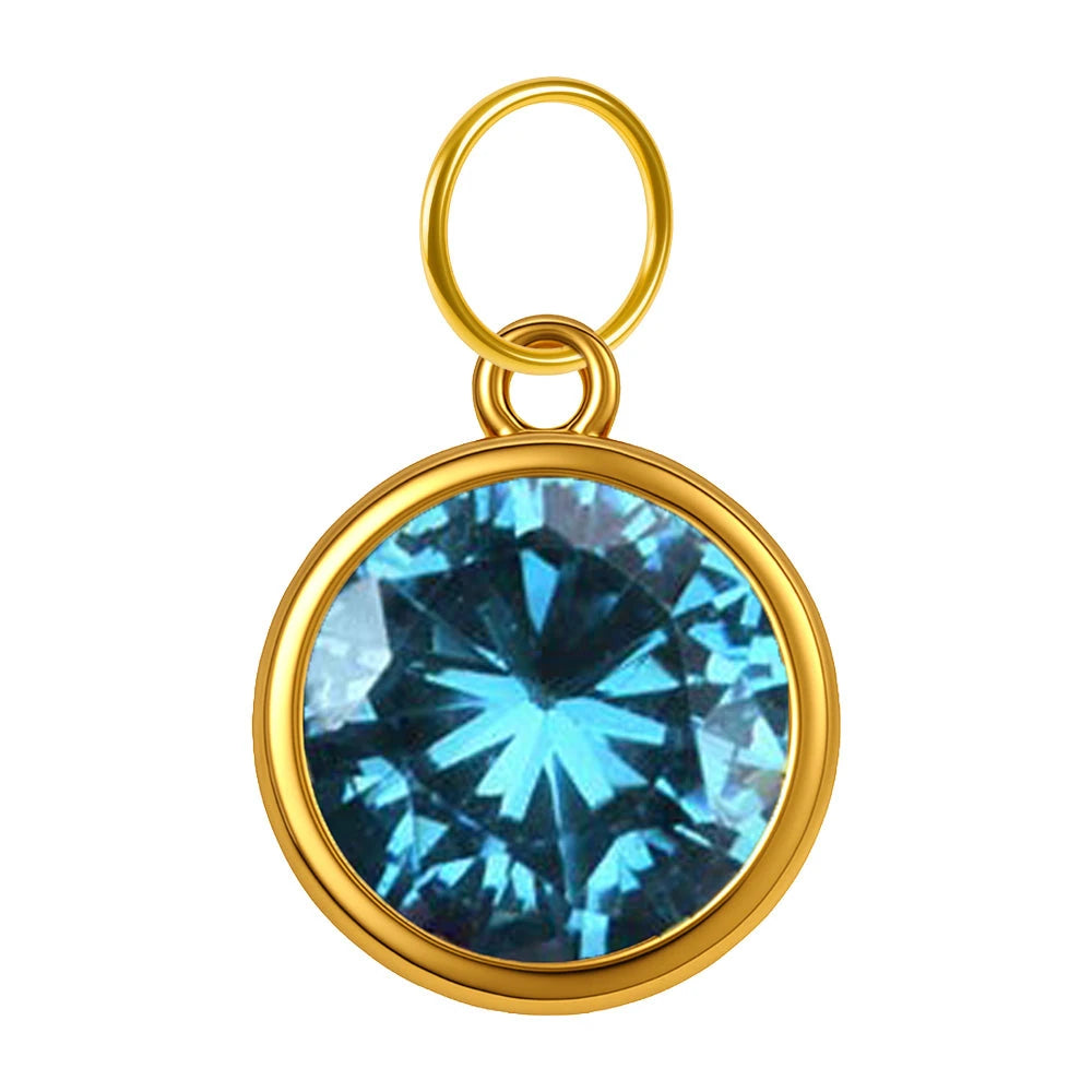Charm Acero Dorado Piedra de Nacimiento Marzo Colgante
