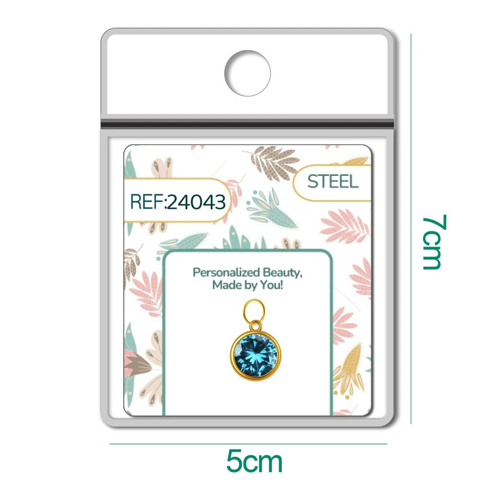 Charm Acero Dorado Piedra de Nacimiento Marzo Colgante detalle
