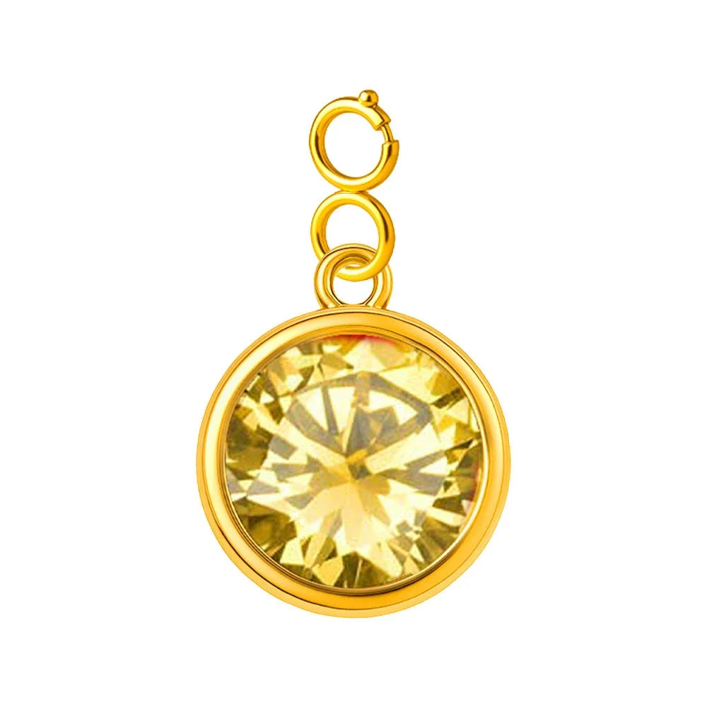 Charm Piedra de Nacimiento en Acero Dorado con Cierre - Mes Noviembre - SKU 224051