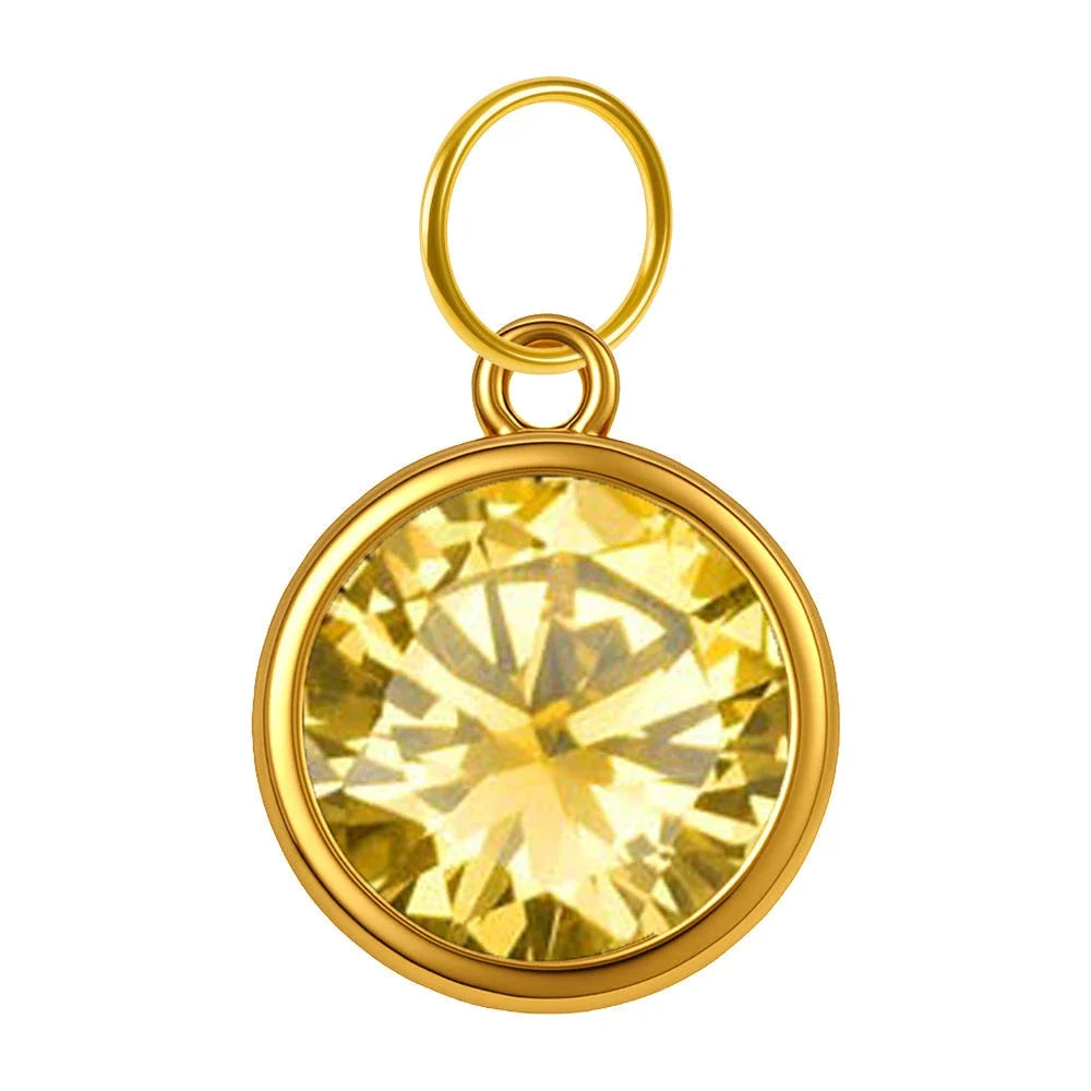 Charm Colgante Piedra de Nacimiento en Acero Dorado - Mes Noviembre - SKU 24051