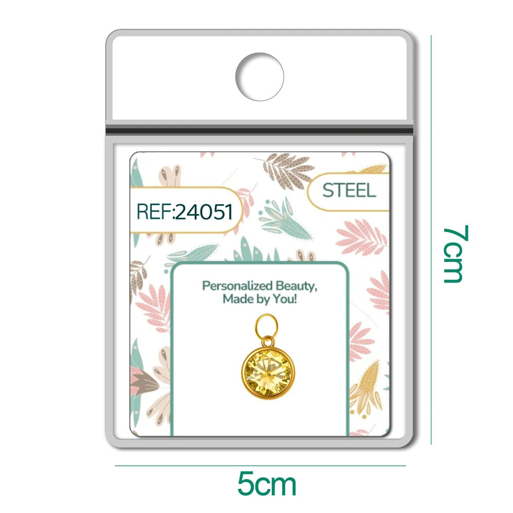 Charm Acero Dorado Piedra de Nacimiento Noviembre Colgante detalle