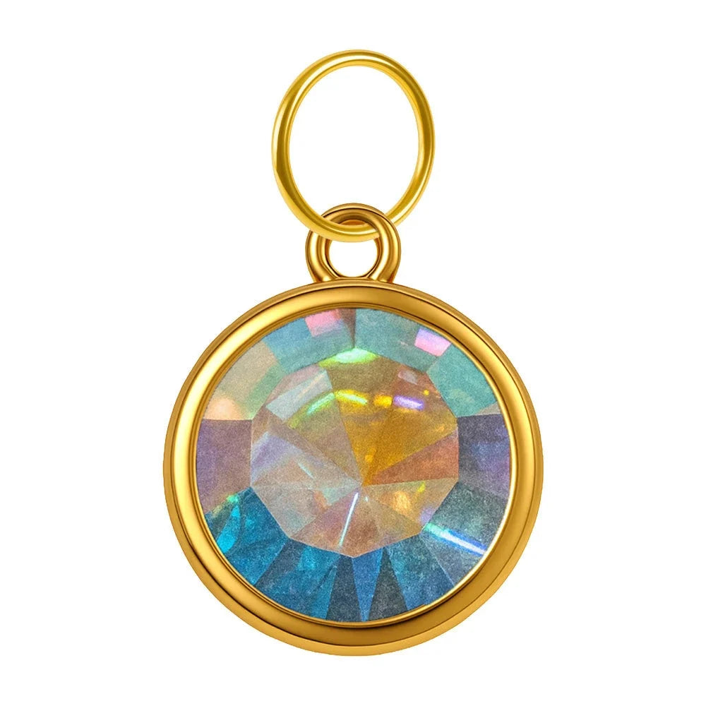 Charm Colgante Piedra de Nacimiento en Acero Dorado - Mes Octubre - SKU 24050