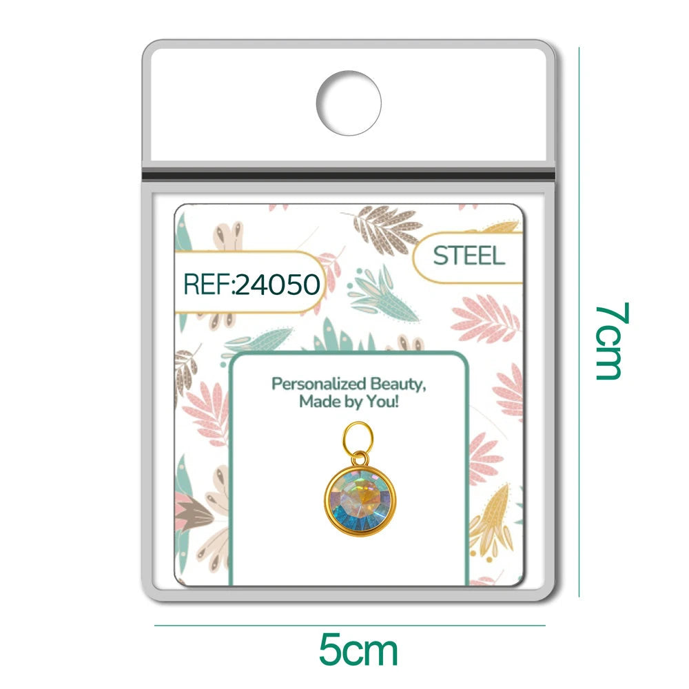 Charm Acero Dorado Piedra de Nacimiento Octubre Colgante detalle