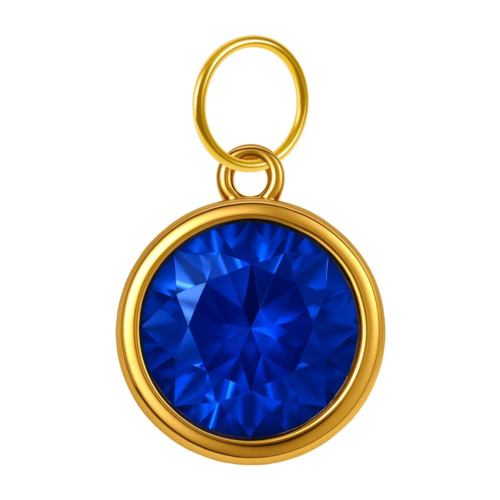 Charm Acero Dorado Piedra de Nacimiento Septiembre Colgante