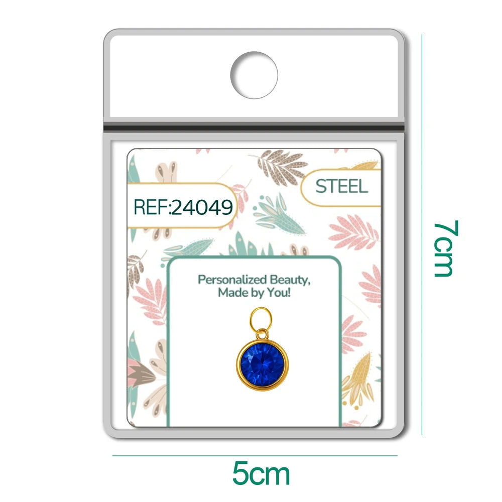 Charm Acero Dorado Piedra de Nacimiento Septiembre Colgante detalle