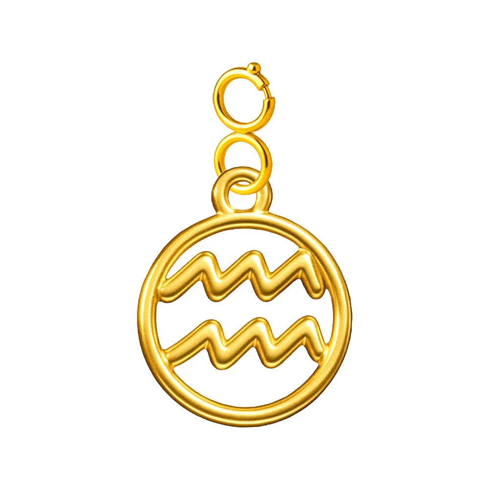 Charm Zodiaco Acero Dorado con Cierre - Acuario - SKU 224039
