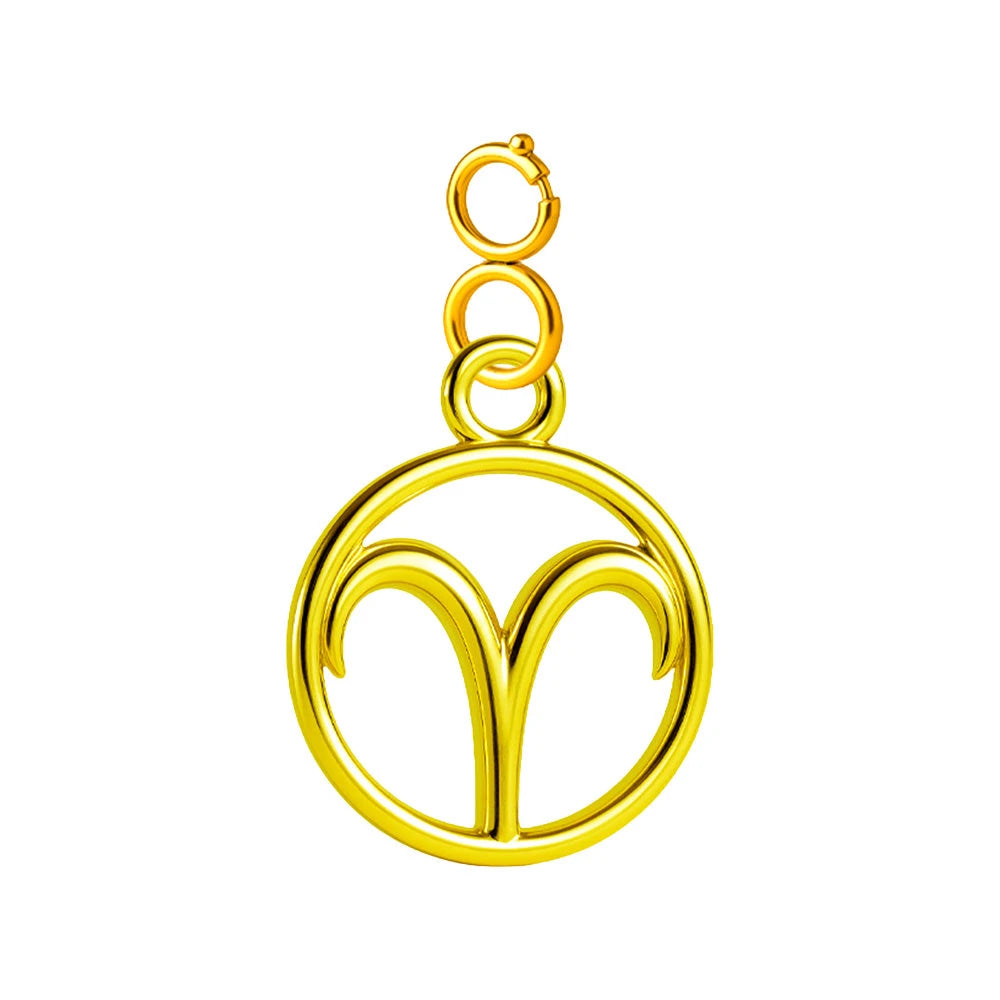 Charm Acero Dorado Zodíaco Aries con Cierre