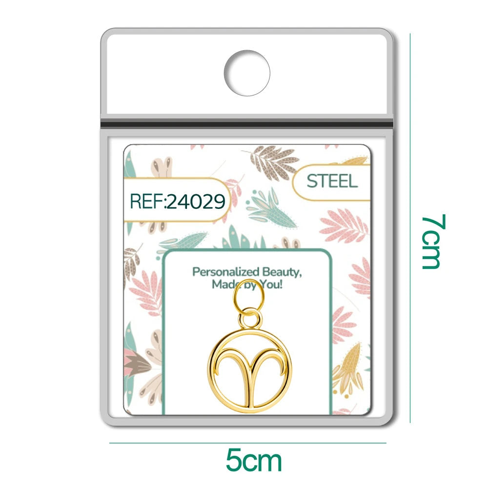 Charm Acero Dorado Zodíaco Aries Colgante detalle