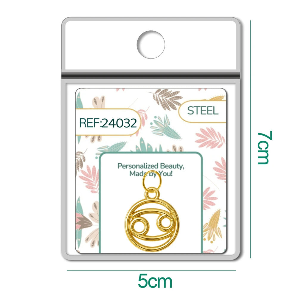 Charm Acero Dorado Zodíaco Cáncer Colgante detalle