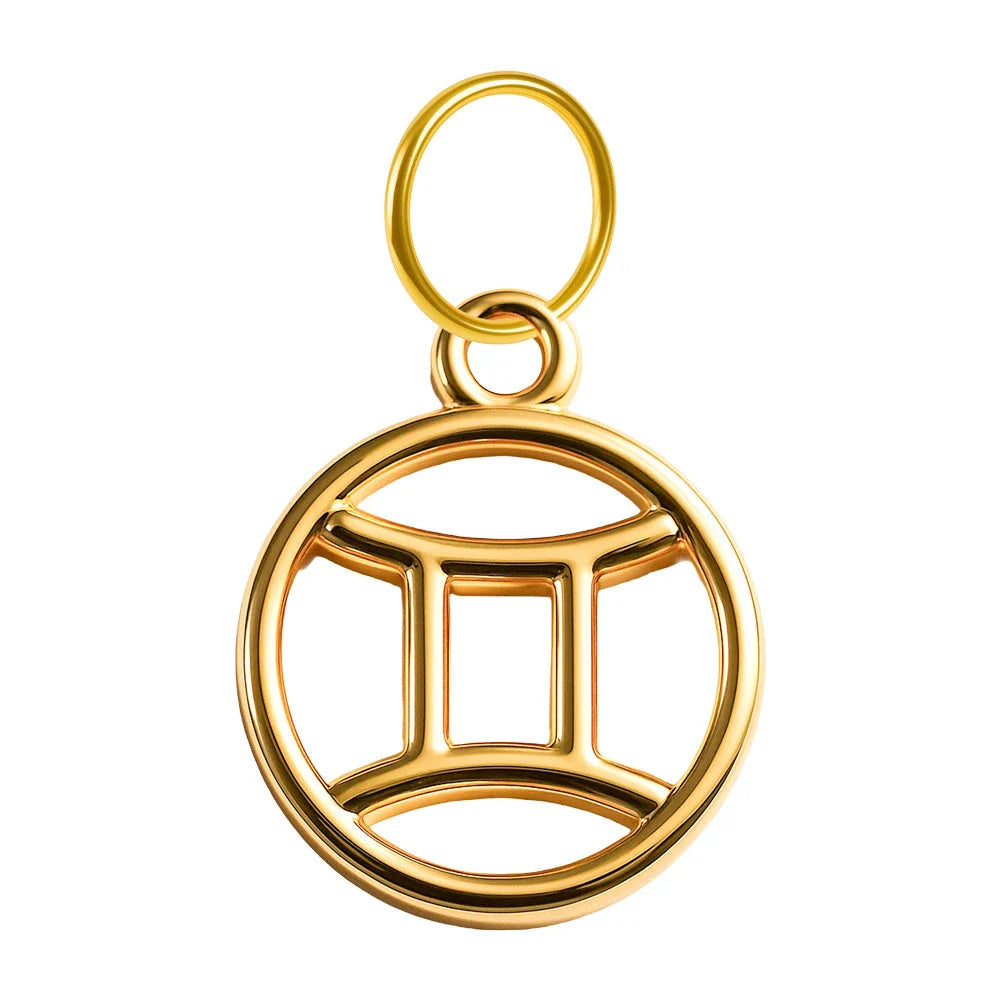 Charm Zodiaco Acero Dorado Colgante - Géminis - SKU 24031