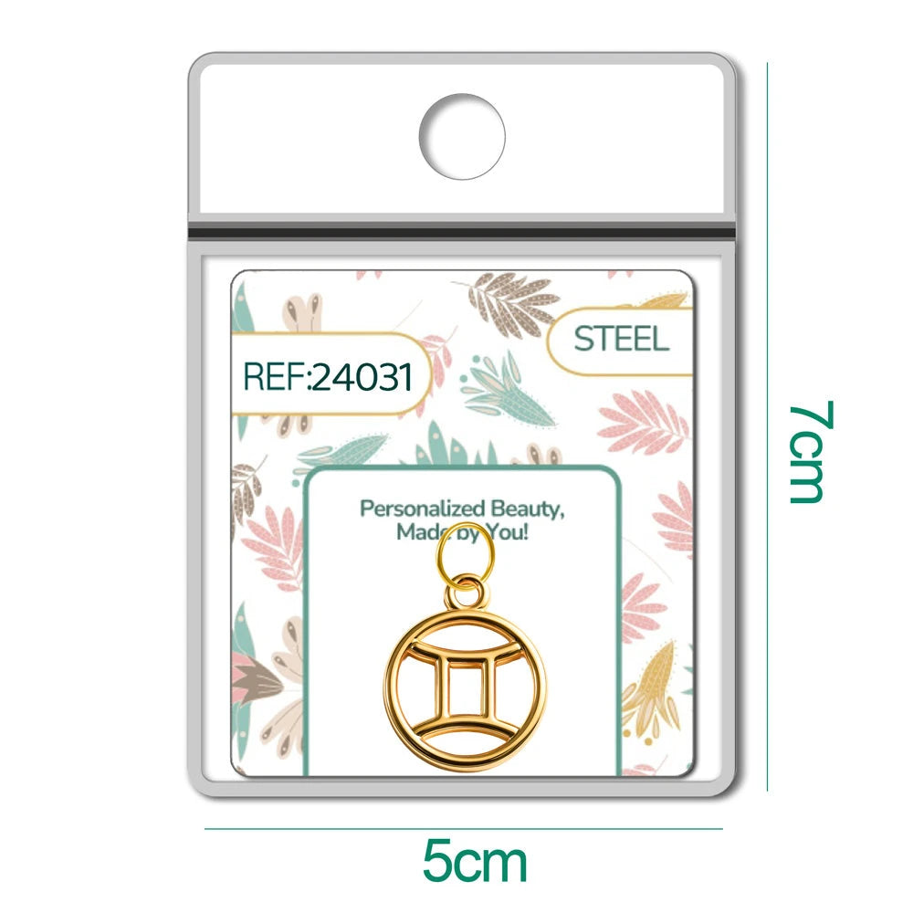 Charm Acero Dorado Zodíaco Géminis Colgante detalle