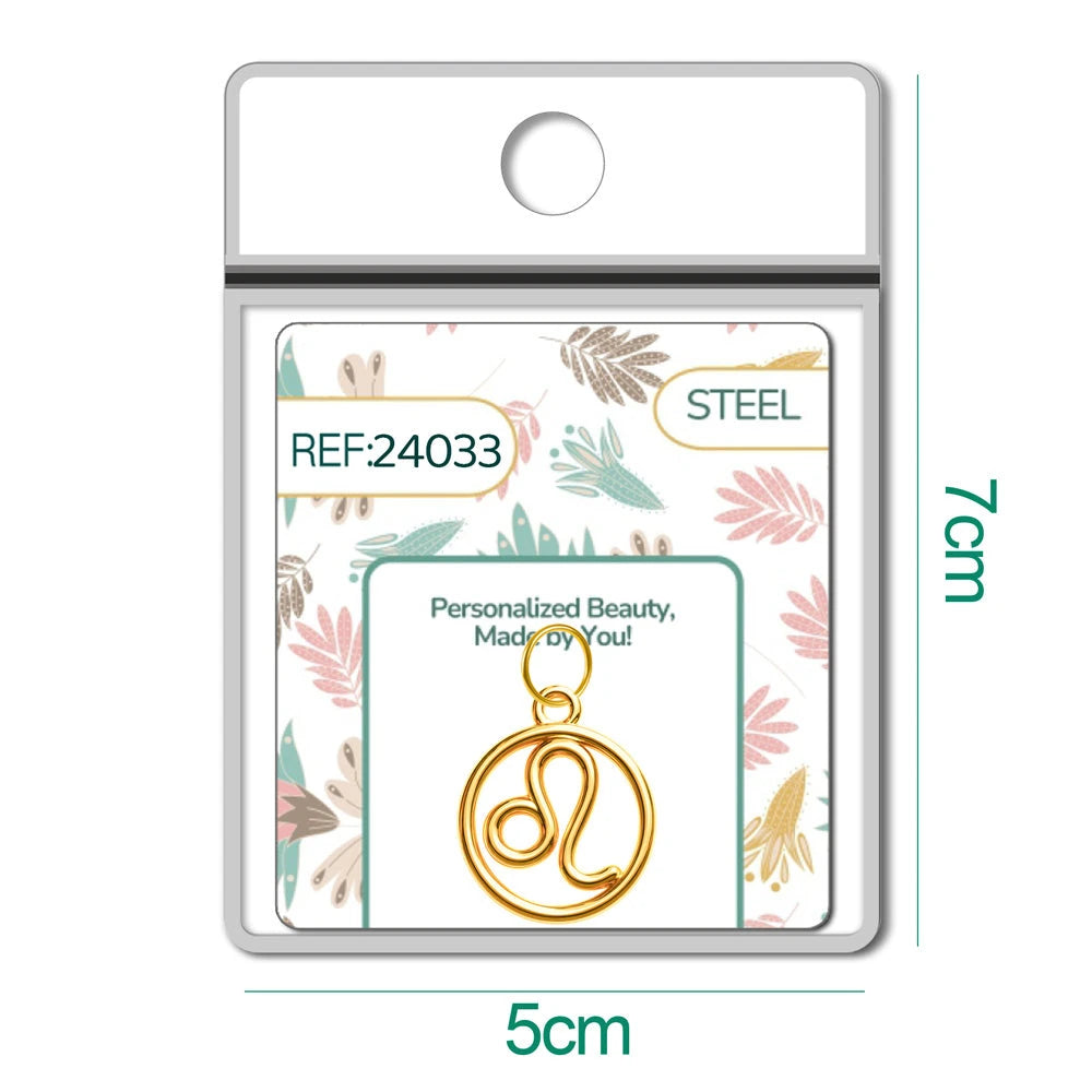 Charm Acero Dorado Zodíaco Leo Colgante detalle