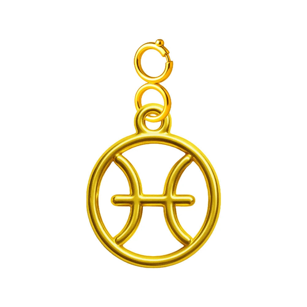 Charm Acero Dorado Zodíaco Piscis con Cierre