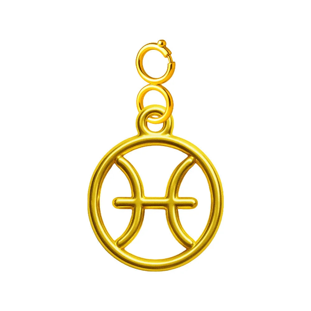 Charm Zodiaco Acero Dorado con Cierre - Piscis - SKU 224040