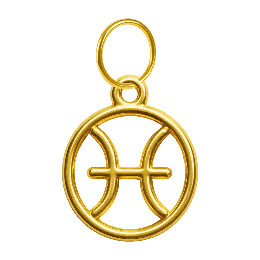 Charm Zodiaco Acero Dorado Colgante - Piscis - SKU 24040