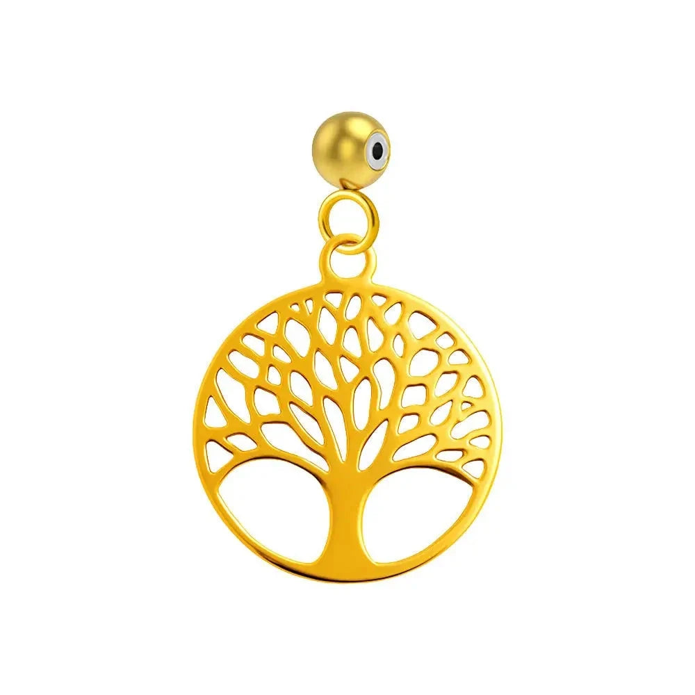 Charm dorado Árbol de la Vida con bola de acero y goma