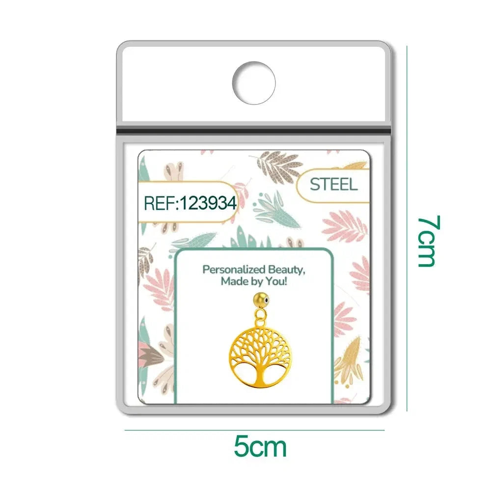 Charm dorado Árbol de la Vida con bola de acero con goma en blíster