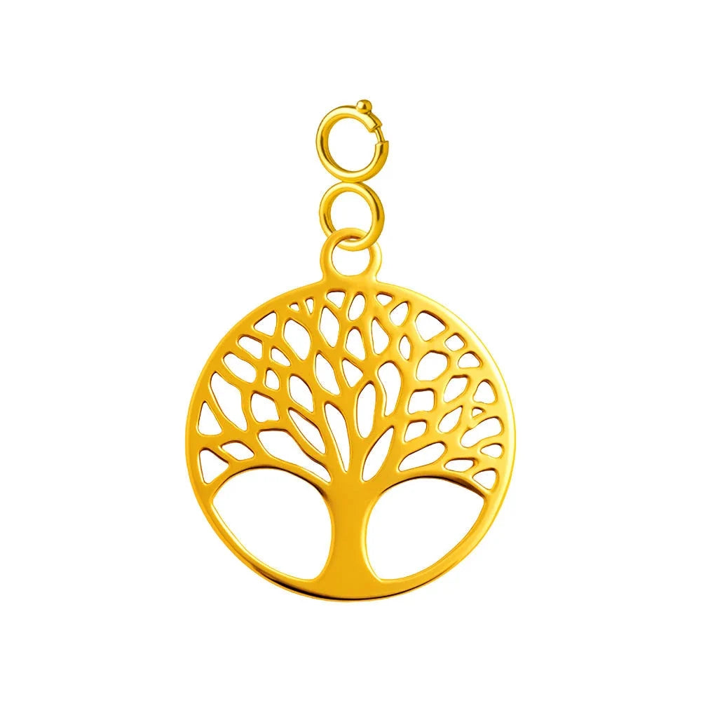 Charm colgante dorado Árbol de la Vida con cierre de acero