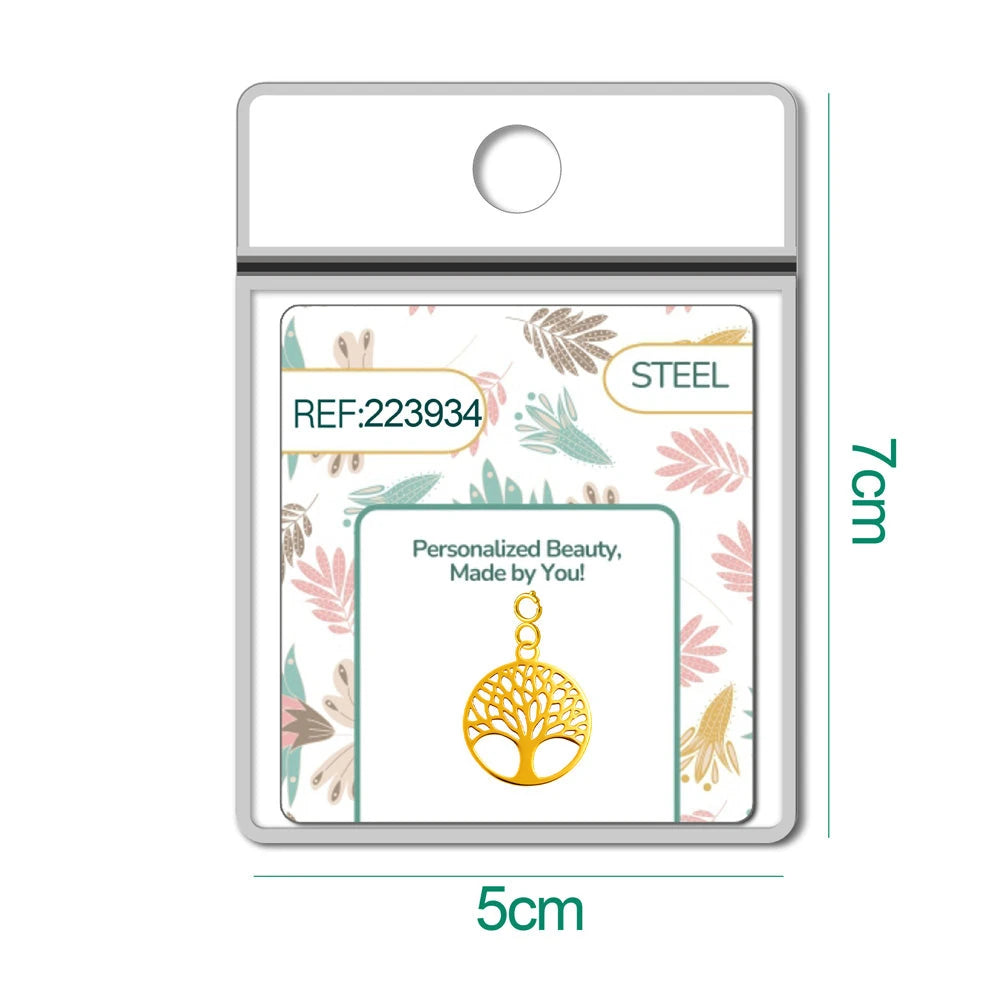 Charm Acero Dorado con Cierre Árbol de la Vida detalle