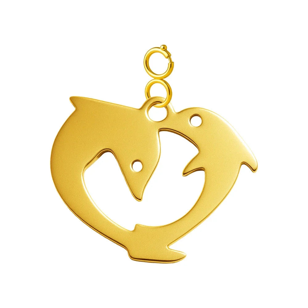 Charm Acero Dorado con Cierre Delfines