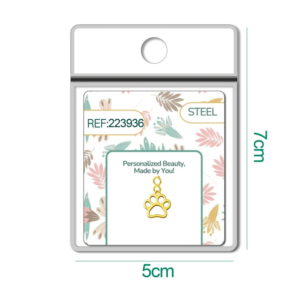 Charm Acero Dorado con Cierre Huella Mascota detalle