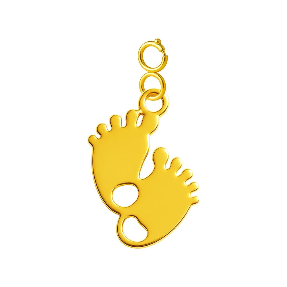 Charm Acero Dorado con Cierre Huellas Bebé