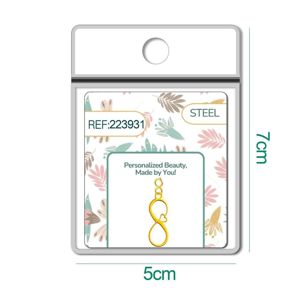 Charm Acero Dorado con Cierre Infinito Corazón detalle