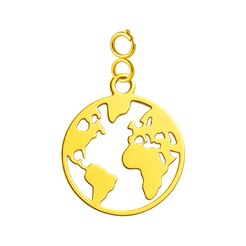 Charm Acero Dorado con Cierre Mapa Mundo