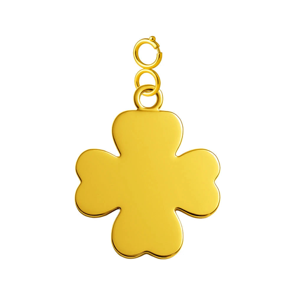 Charm Acero Dorado con Cierre Trébol Liso