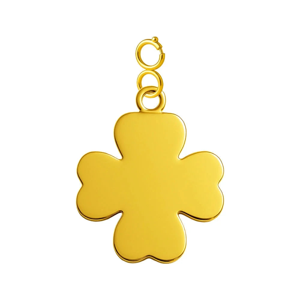 Charm colgante dorado de trébol liso con cierre de acero