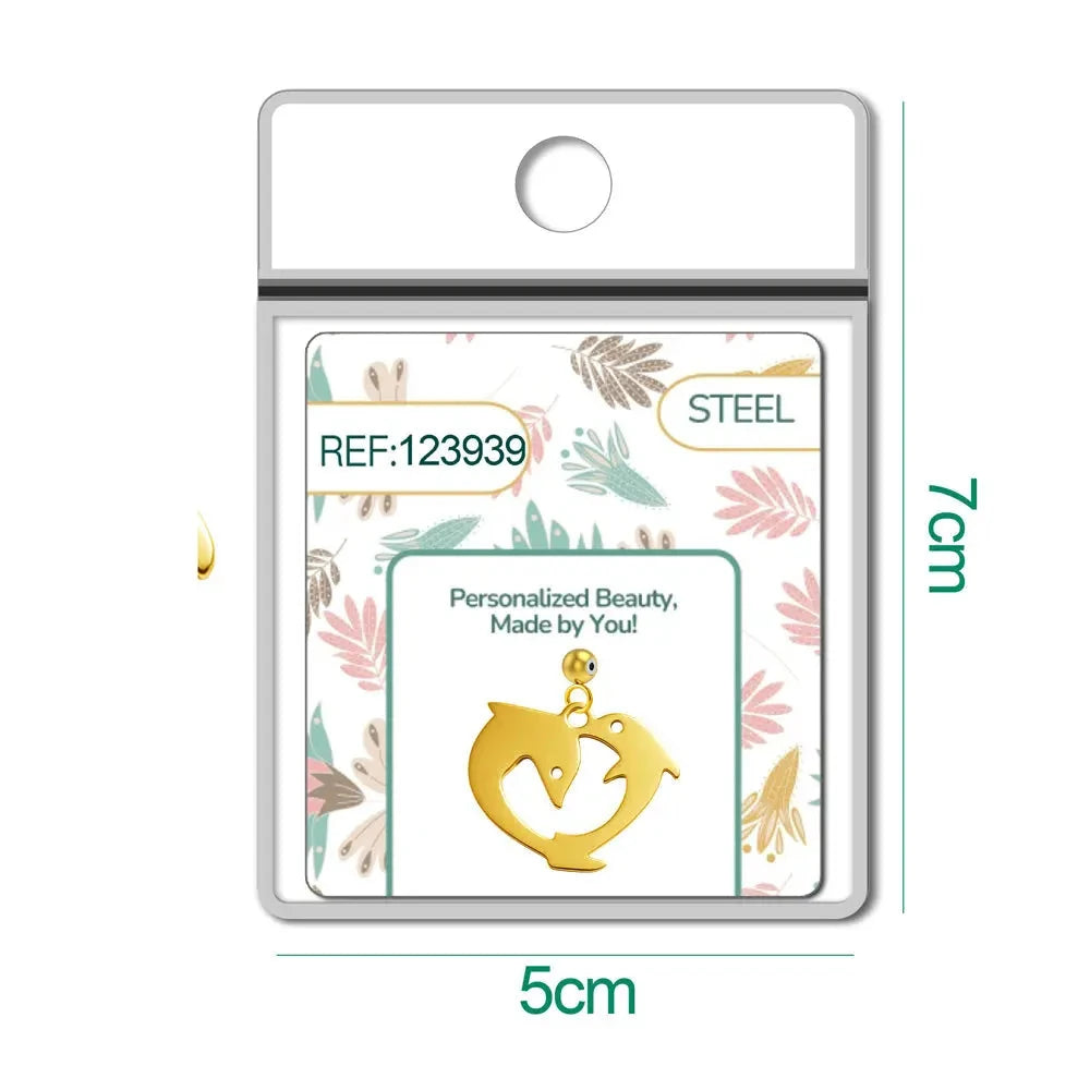 Charm Acero Dorado Delfines detalle