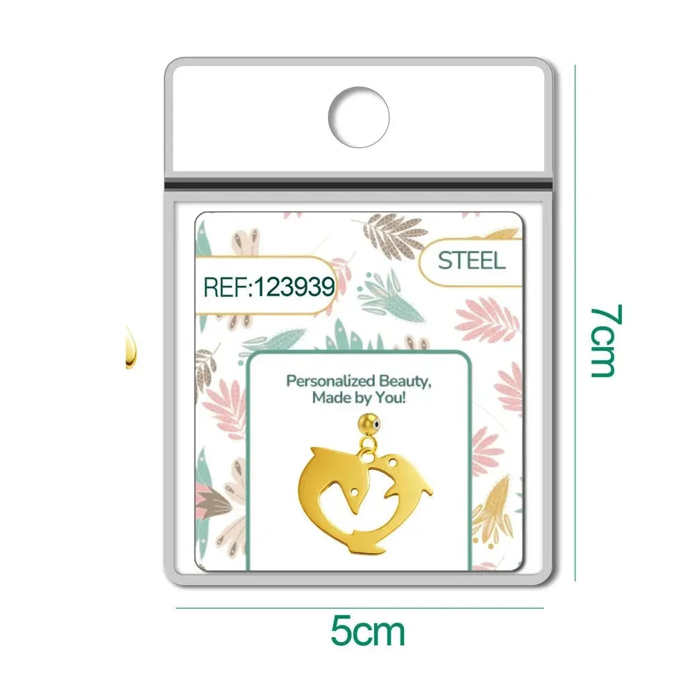 Charm Acero Dorado Delfines detalle