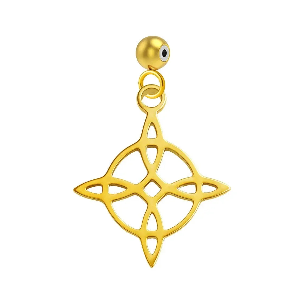 Charm dorado de estrella celta con bola de acero y goma