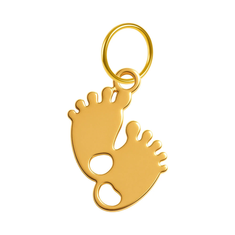Charm Acero Dorado Huellas Bebé en Blíster detalle