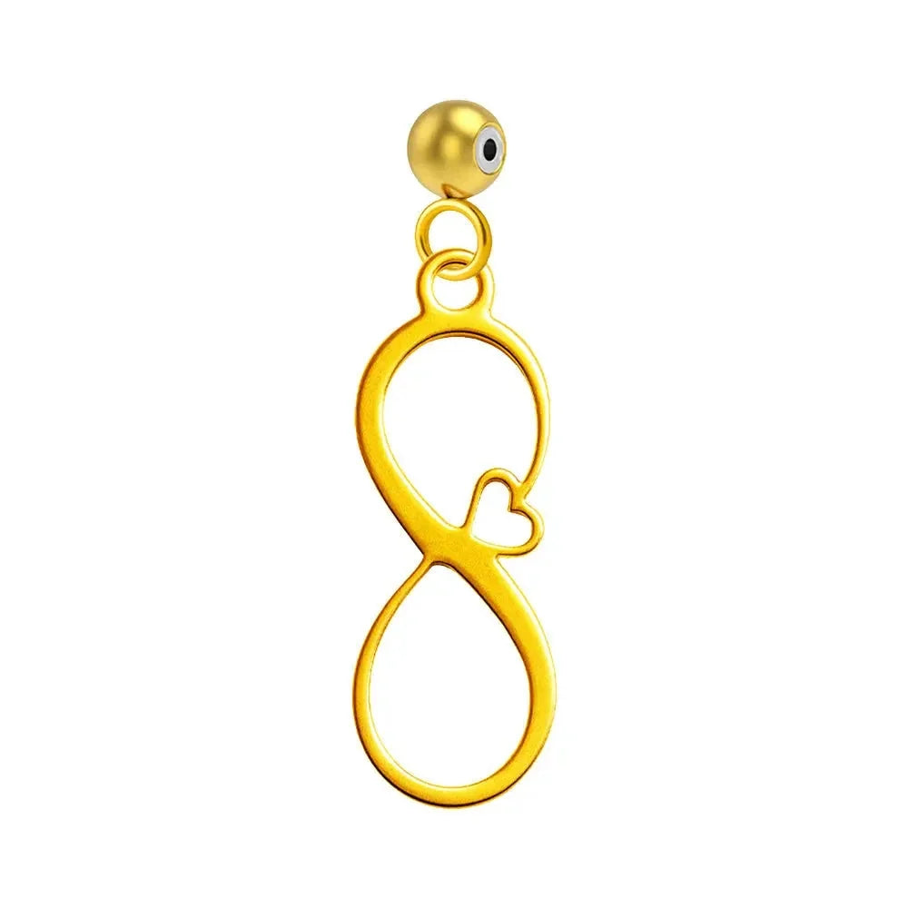 Charm dorado de infinito con corazón y bola de acero con goma