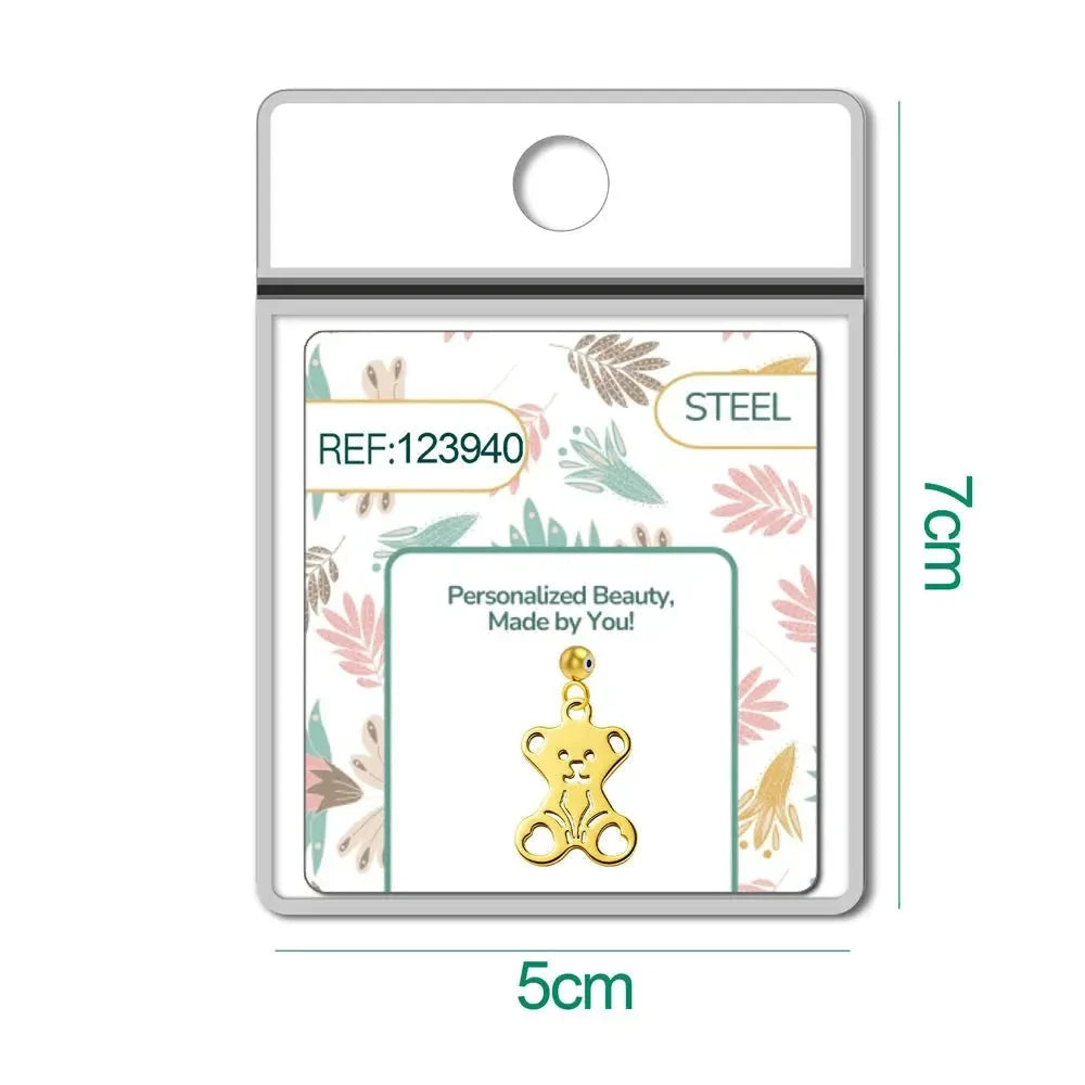 Charm Acero Dorado Oso detalle