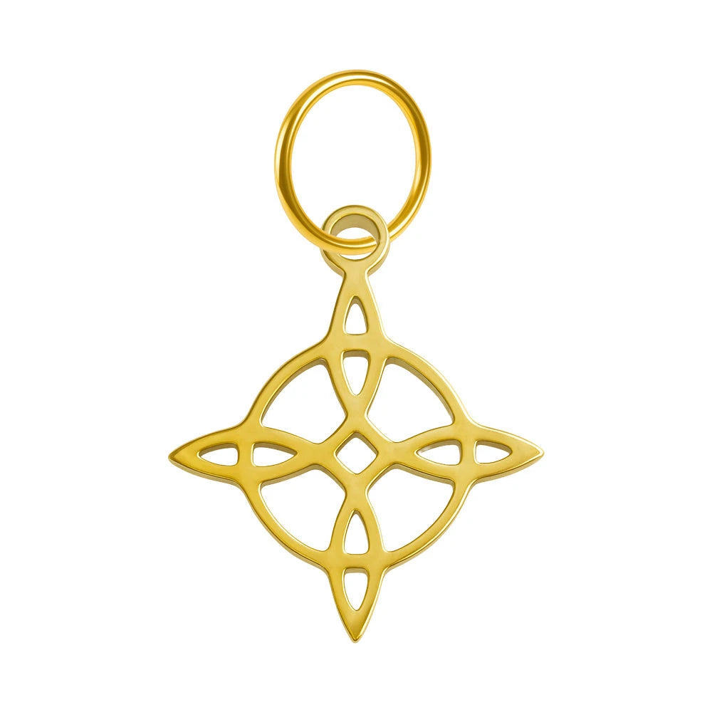 Charm Acero Dorado Rombo Estrella en Blíster detalle