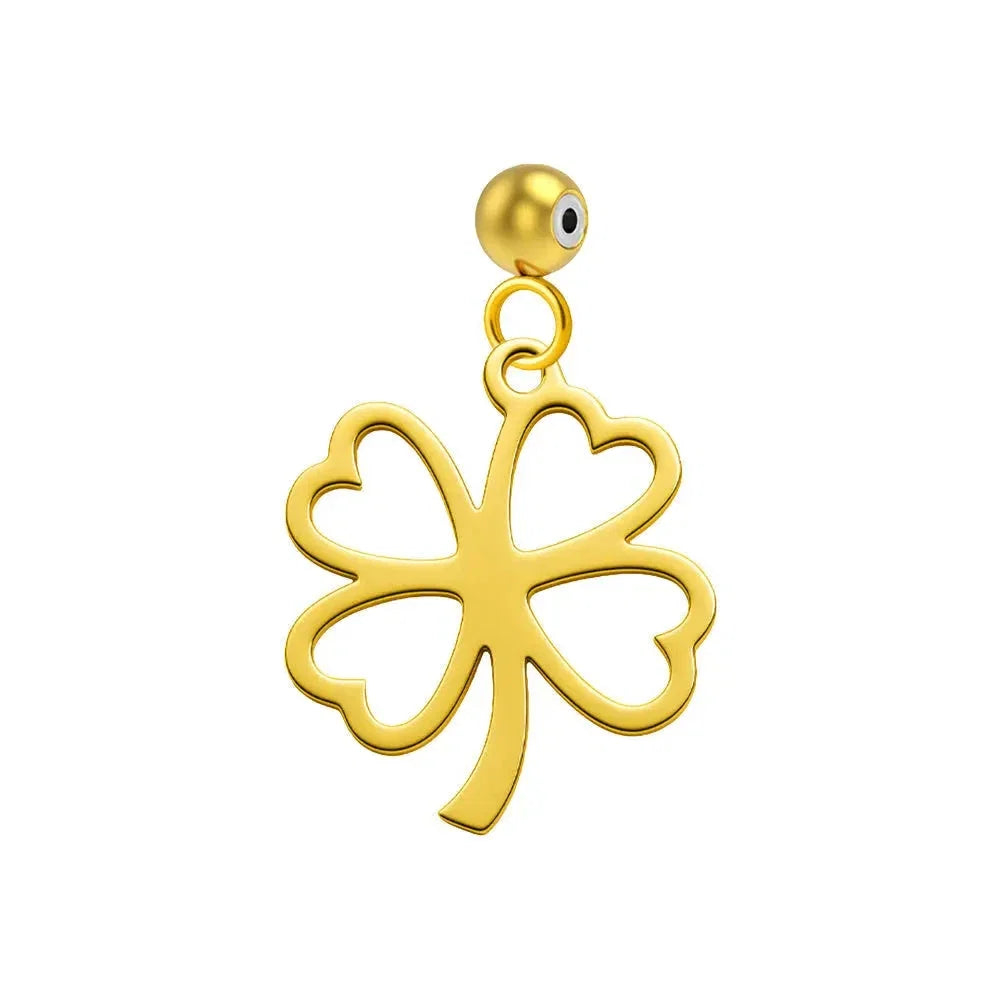 Charm dorado de trébol de corazones con bola de acero y goma