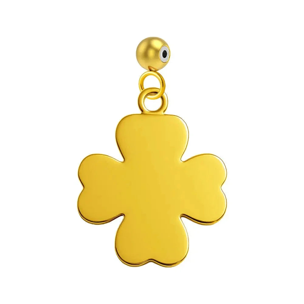 Charm dorado de trébol liso con bola de acero y goma