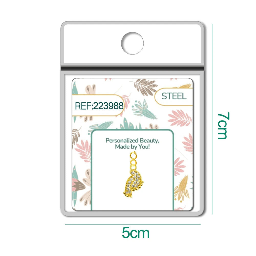 Charm Cobre Chapado Oro 14K con Circonita Abanico con Cierre detalle