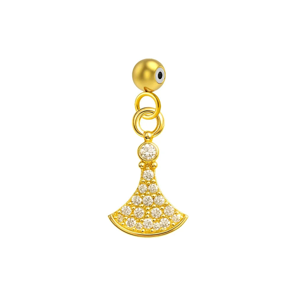 Charm Cobre Chapado Oro 14K con Circonita Abanico Curvo